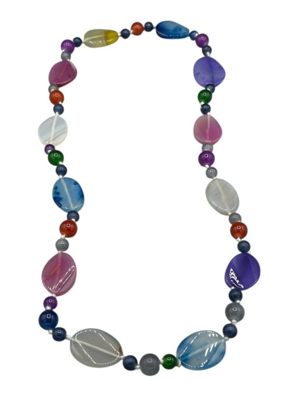 Vintage Chunky Multicolor Hand Knotted Beaded Necklace Boho Statement - Picture 9 of 15